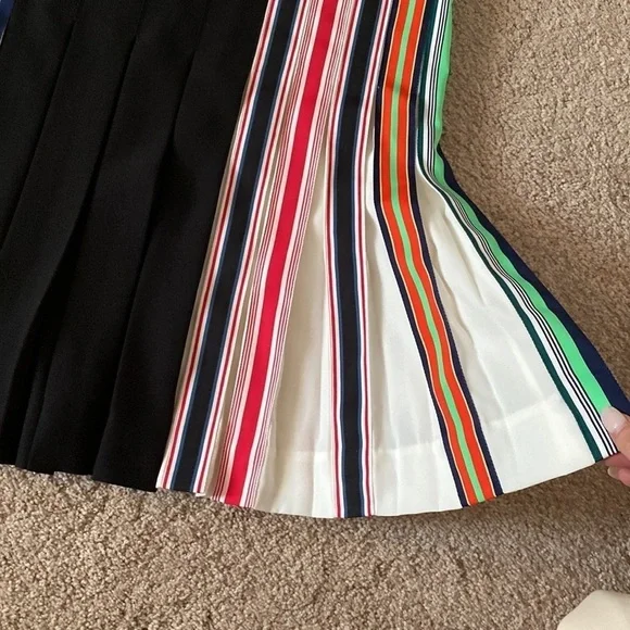 Diane Von Furstenberg- NWT Multicolored Stripe One Shoulder Pleated Mini Dress - Picture 8 of 8